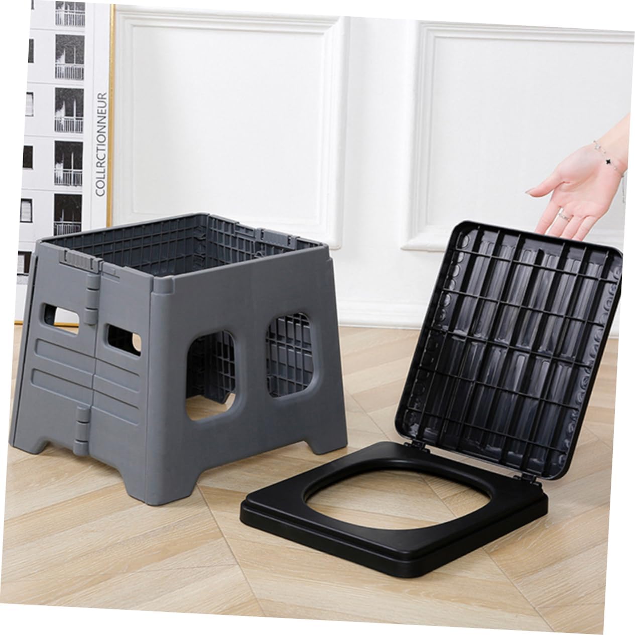 Garneck Portable Folding Toilet for Camping Outdoor Travel Potty Lid Compact Emergency Toilet for Adults Car Storage Container for Road Trips