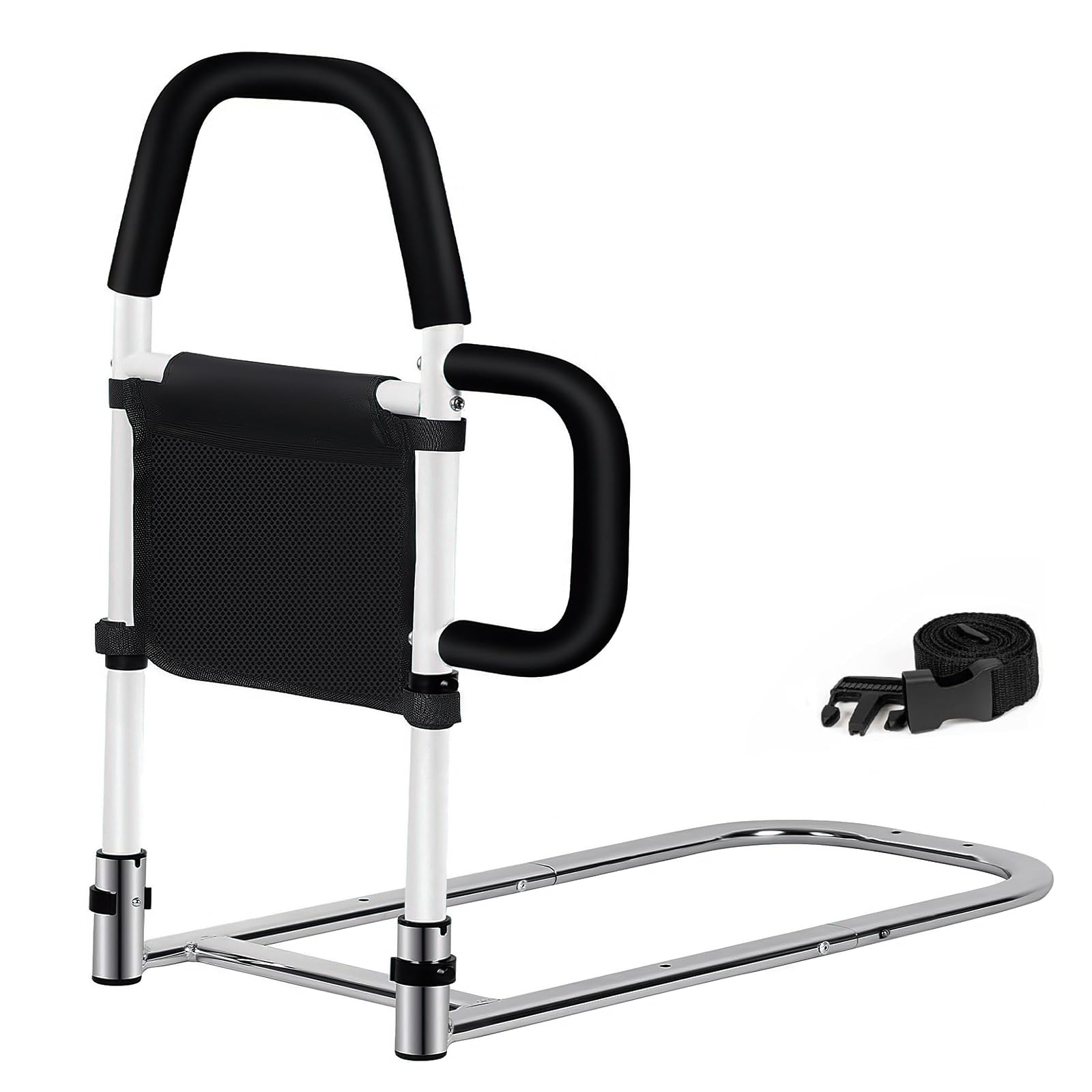 Muyege.Duan Bed Rail for Elderly Adults – Adjustable Bed Assist Handle with Non-Slip Foam Grip, Storage Pocket & Safety Strap Tool-Free Installation
