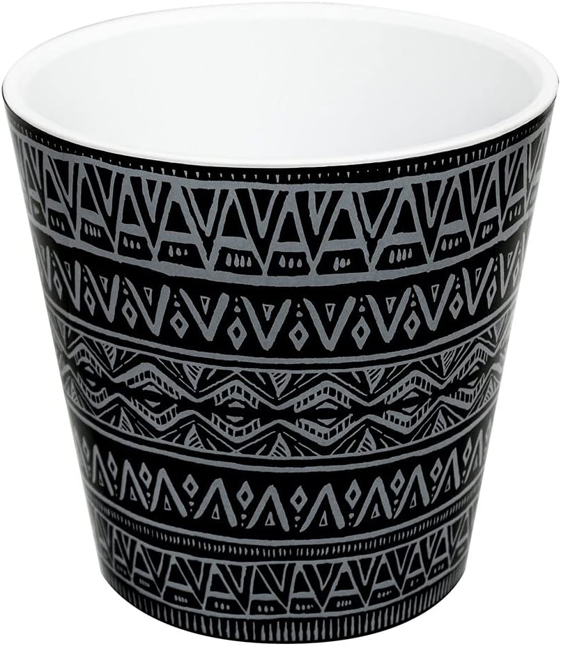 Gardenera ALEANA Planter - Deco - 5.1 Inch & 6.3 Inch Flower Pots in Ethno: Black/White (Set of 2)