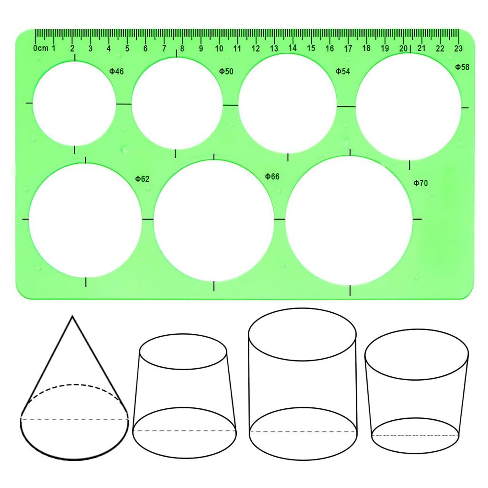 2 Piezas Plantillas Para Dibujar,Plantilla Circulos,Reglas Dibujo Tecnico,Plantilla Elipses Isometricas,para Medir Reglas Círculo Geométrico Plantillas de Dibujo(Verde Transparente)