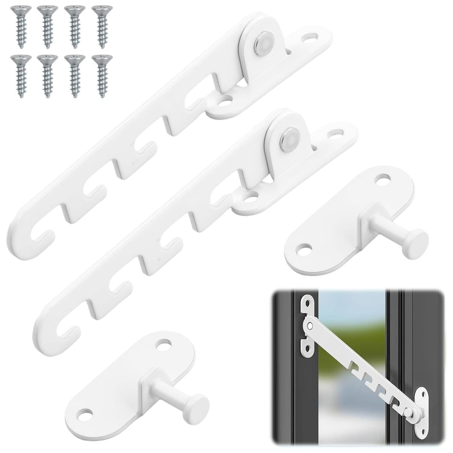 QZKJQDD 2 Pcs Window Restrictor, Window Safety Locks,
