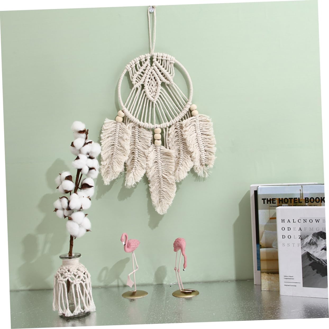 Levemolo Bamboo Wall Decor Dream Catcher Leaf Pattern Wall Hanging Pendant Home Decor Accessory
