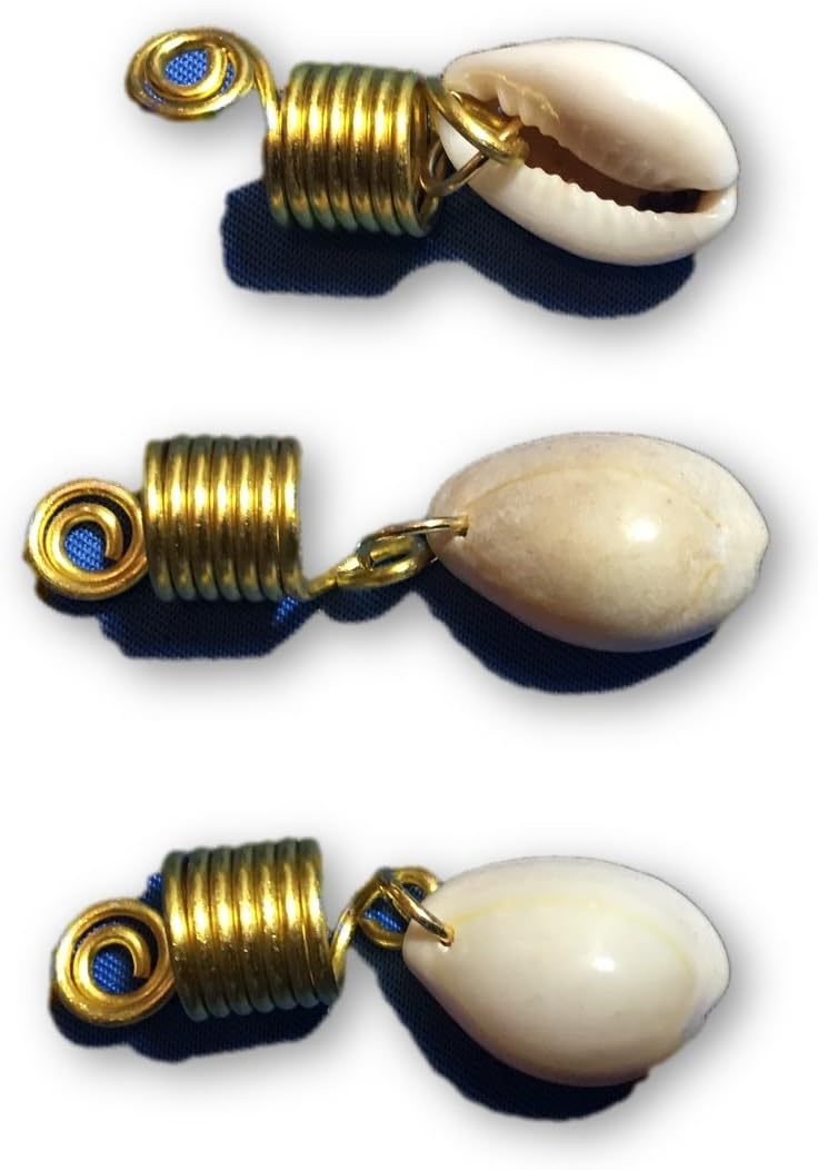 Hello Africa 3 Pieces Cowrie Cowry Shells Combo Wire Wrapped Loc Adornment Dreadlock Jewelry Hair Bead Hair Accessories Hair
