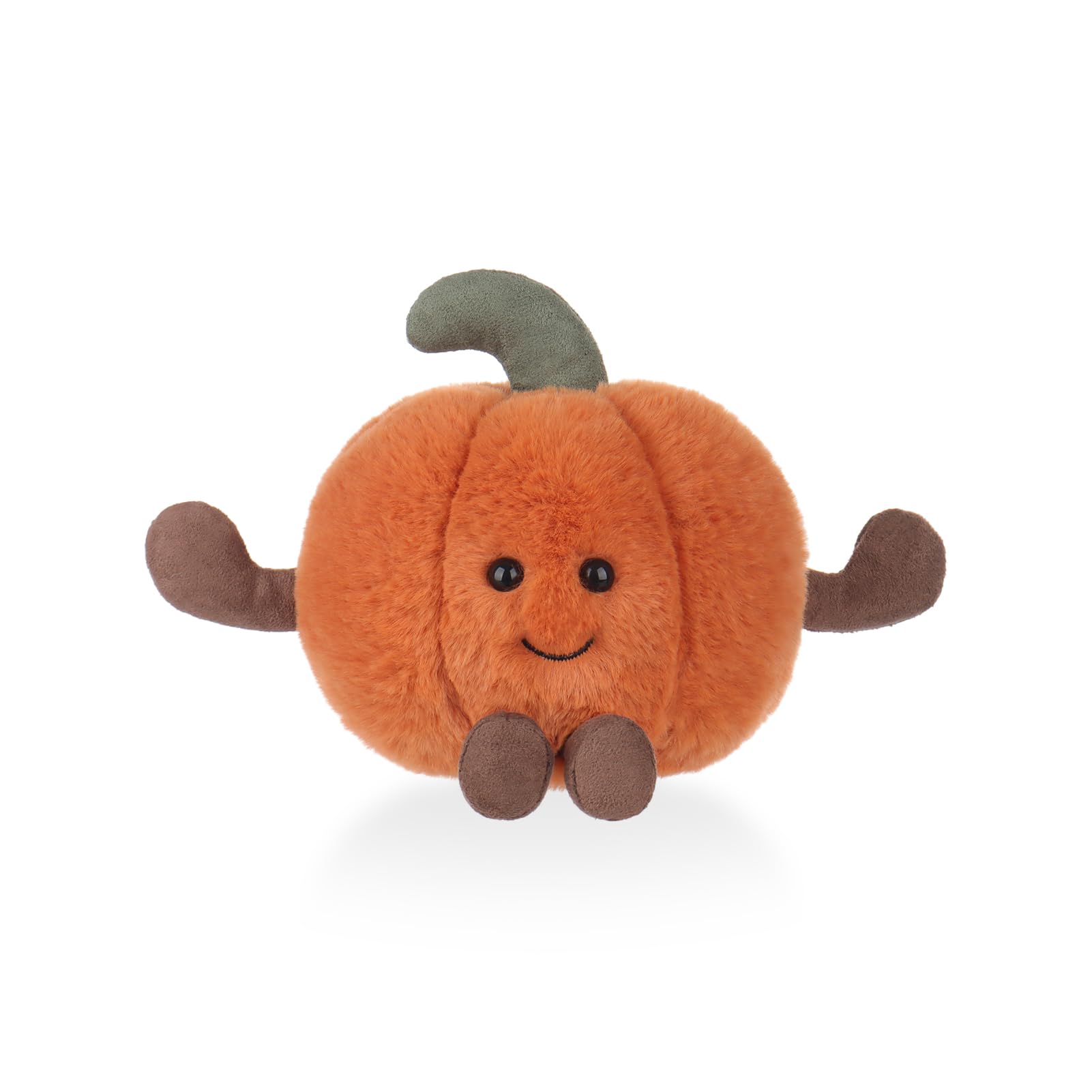 Apricot Lamb lustige Kürbis Lebensmittel Essen Plüschtiere für Kinder, weiche niedliche Kuscheltier für Baby Mädchen und Jungen, Flauschige lustige Pumpkin Orange 12 cm