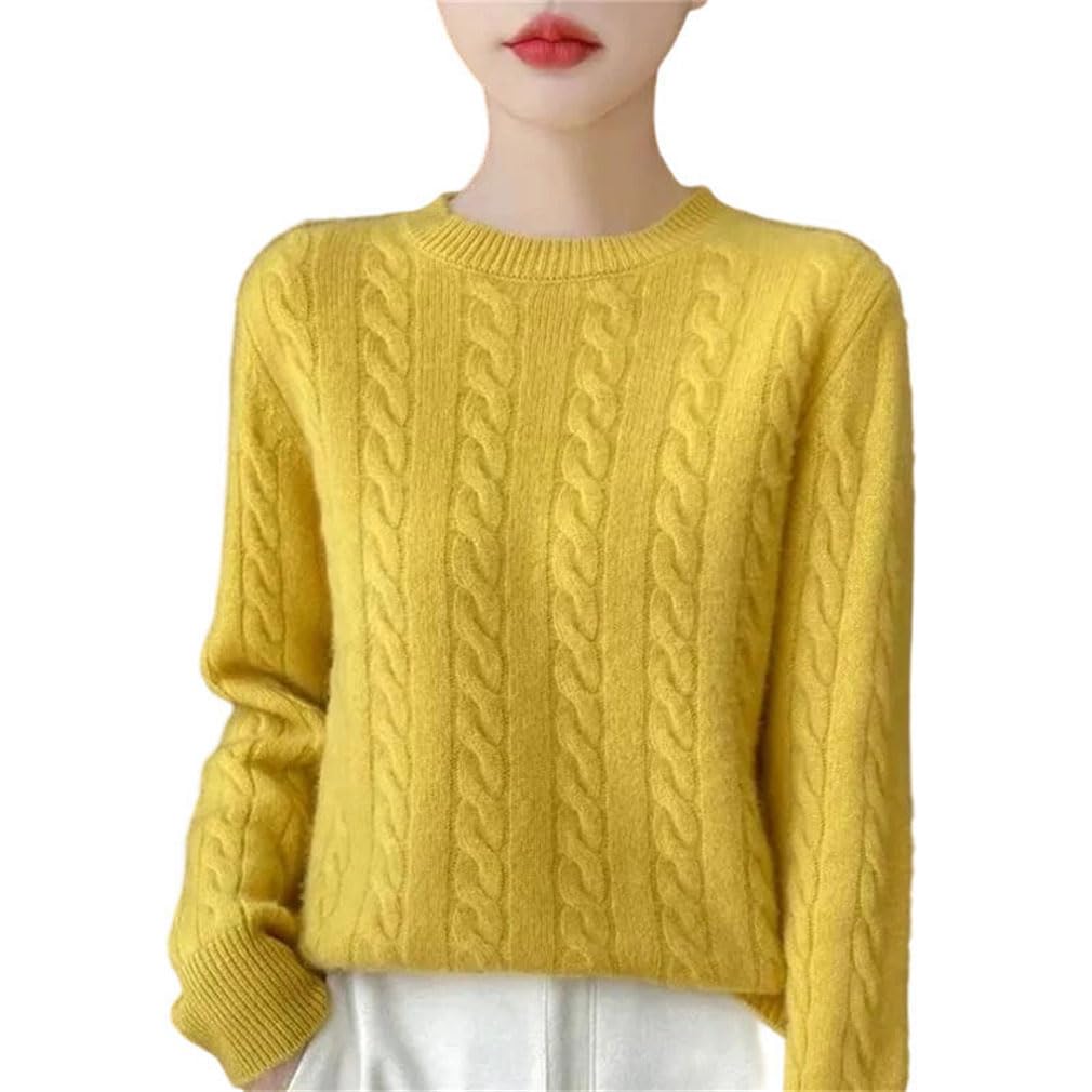 Wool Sweater Womens Casual Knitted Pullover Fall and Winter Soft and Warm Long-Sleeved Basic Round Neck Top