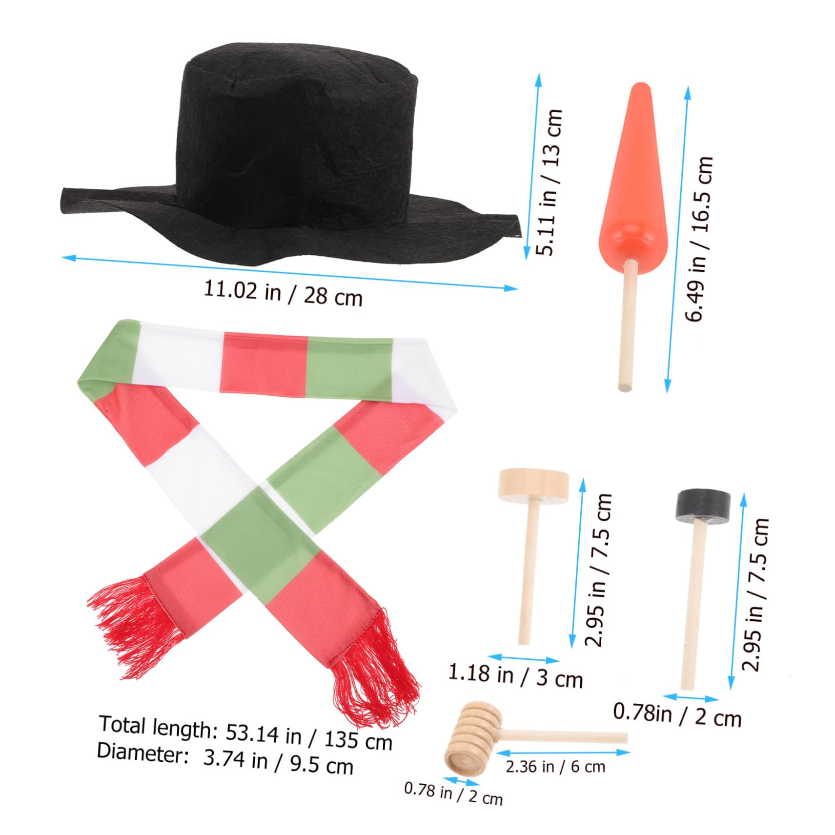 PRETYZOOM 4 Sätze Schneemann Macht Requisiten Schneemann-Kleidungsset schneemann DIY zubehör Weihnachtsexplosionen im Freien DIY Schneemann-Anziehset Schneemann-Ankleidestütze hölzern