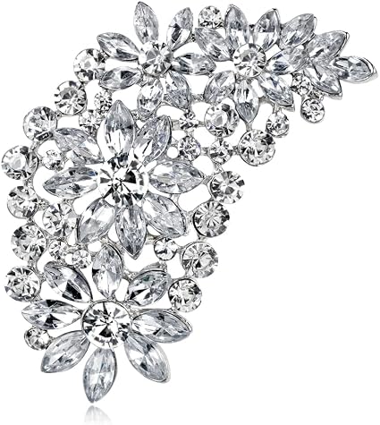 XGALBLA Vintage Austrian Crystal Rhinestone Brooch - Flower Leaf Vine Design, Elegant Party Pin For Shawl Or Dress