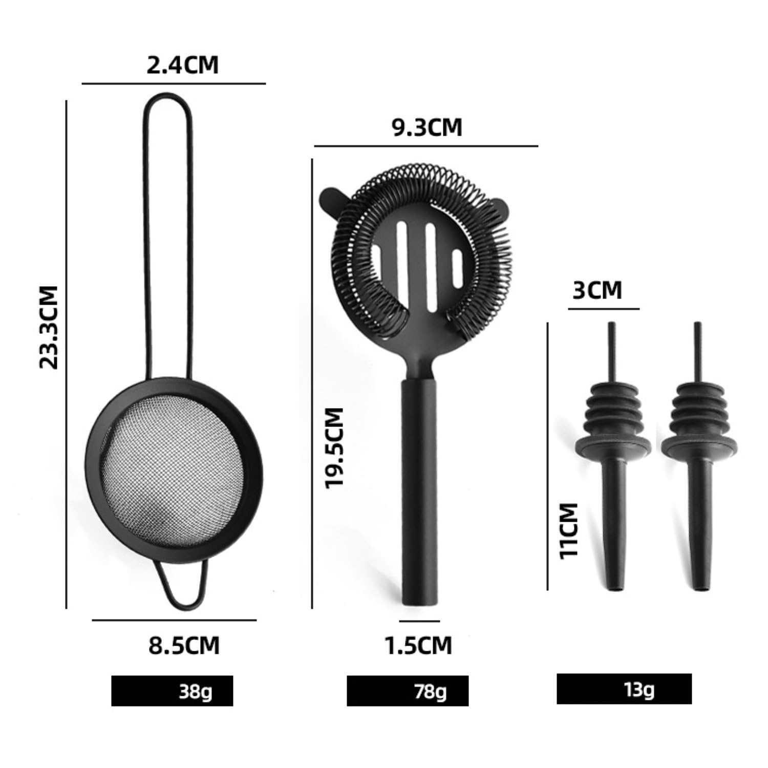Shaker per Cocktail Set di shaker per cocktail in acciaio inossidabile nero opaco da 8 pezzi Set completo di strumenti per cocktail francesi Set Cocktail