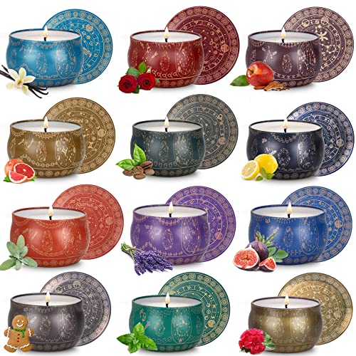 Scented Candles Gifts Set for Women 12Pack Soy Candles for Home Scented 30oz 240H Long Lasting Bulk Candles Set Constellation Aromatherapy Jar Candles Birthday Christmas Gifts Halloween Housewarming