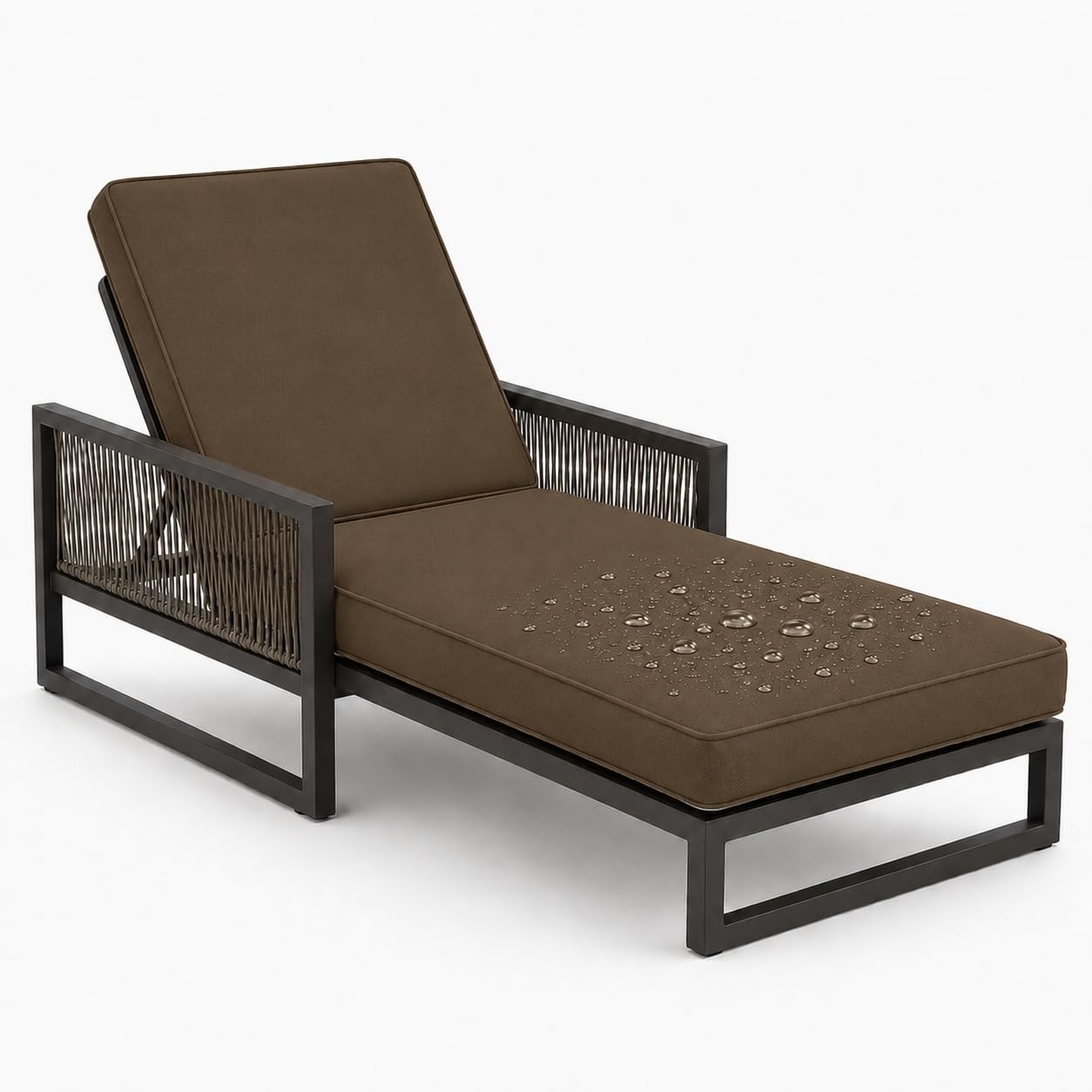 AZMAHT Thick Padded Sun Lounger Cushion, Waterproof Polyester with Double Piping, Comfortable 50D Foam, Non-Slip Base for Relaxing Outdoor Use, Sunbed Cushions for Sun Loungers,Brown,203x66x5cm — image 1