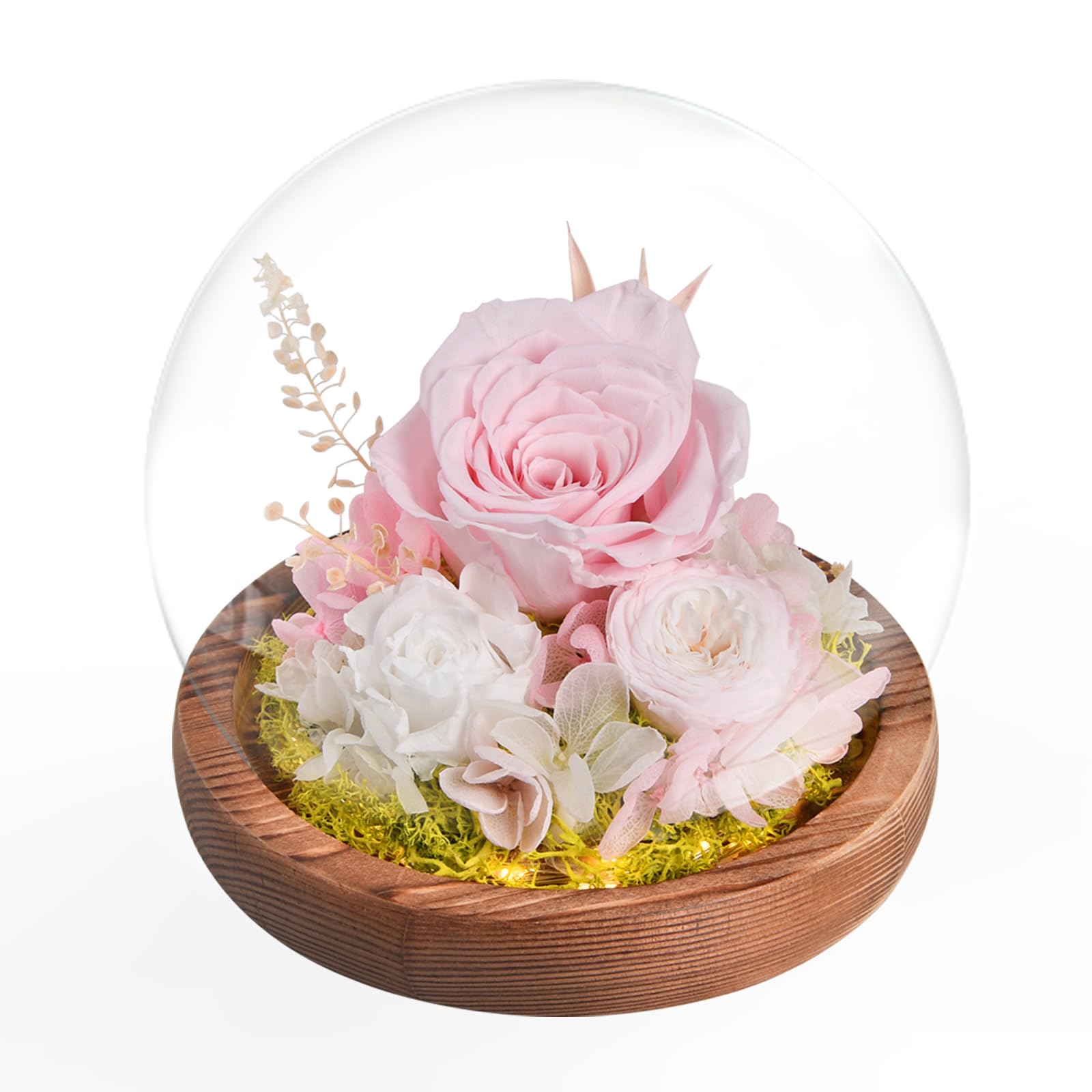 Gifts for Women, Preserved Flowers Handmade Real Roses in Glass with Light, Gifts for Mom Grandma Her Best Friend Girlfriend Wife, Birthday Valentines Day Christmas Thanksgiving