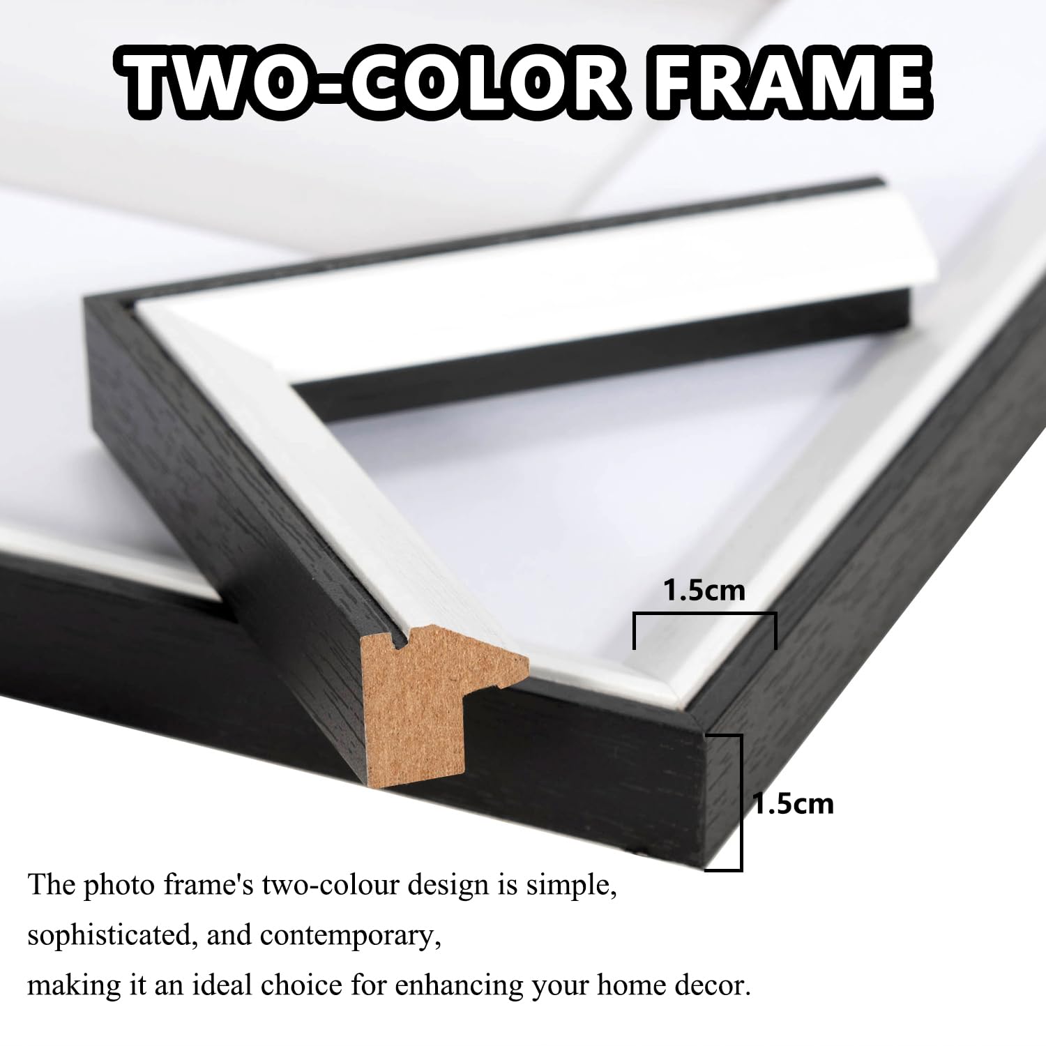 Baoee A3 Black white Two Tone Picture Frame with A4 Mount,photo frame with acrylic glass, A3 Frame,Poster Frame - Image 4