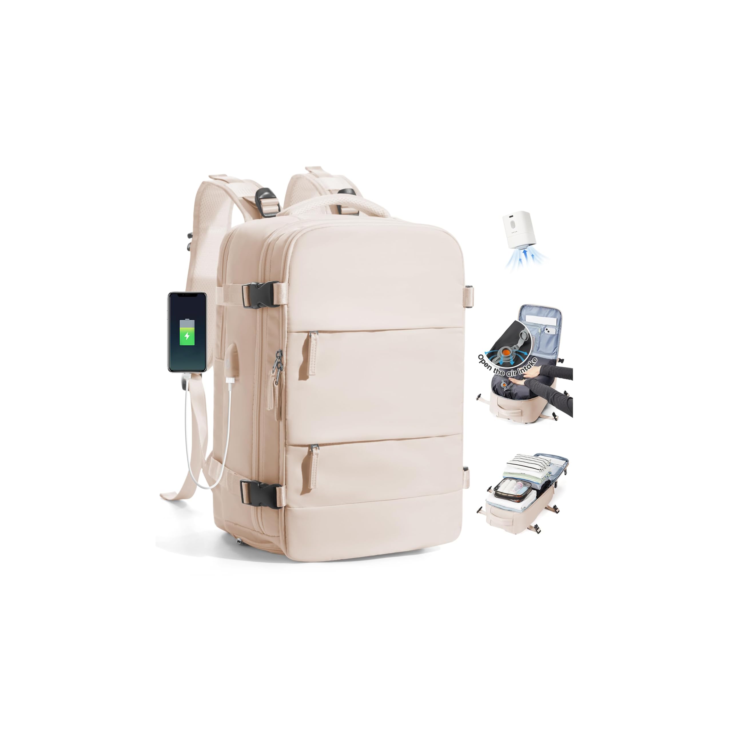 SZLX Zaino A Vuoto Bagaglio A Mano Donna, Zaino Airbag Con Sistema Di Vuoto Per Viaggi, Ryanair Viaggio Ruscksack Dimensione Cabina Con Pompa Impermeabile Uomo Valigia A Vuoto