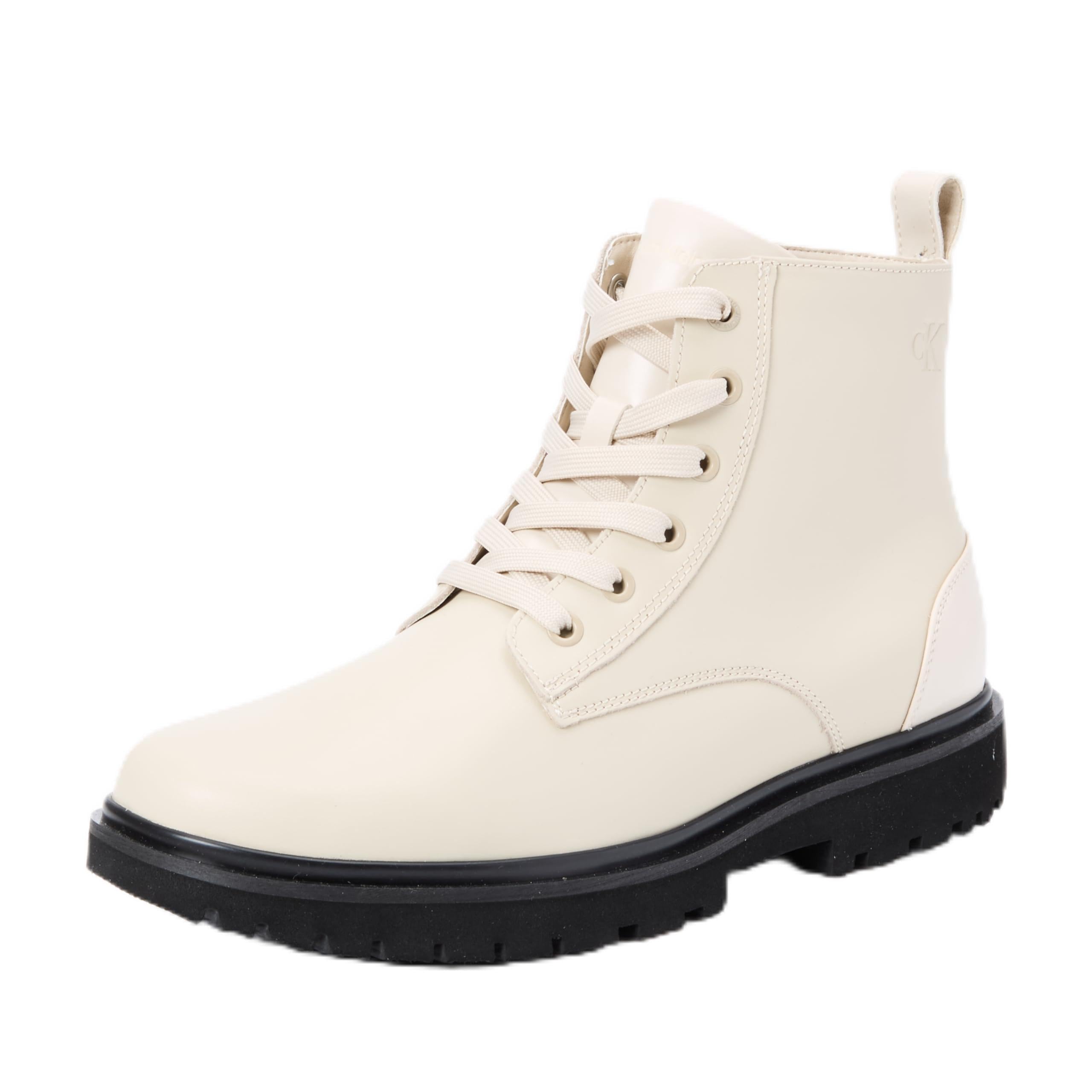Calvin Klein Women’s Eva Lace Up Boots, Beige (Eggshell), 5