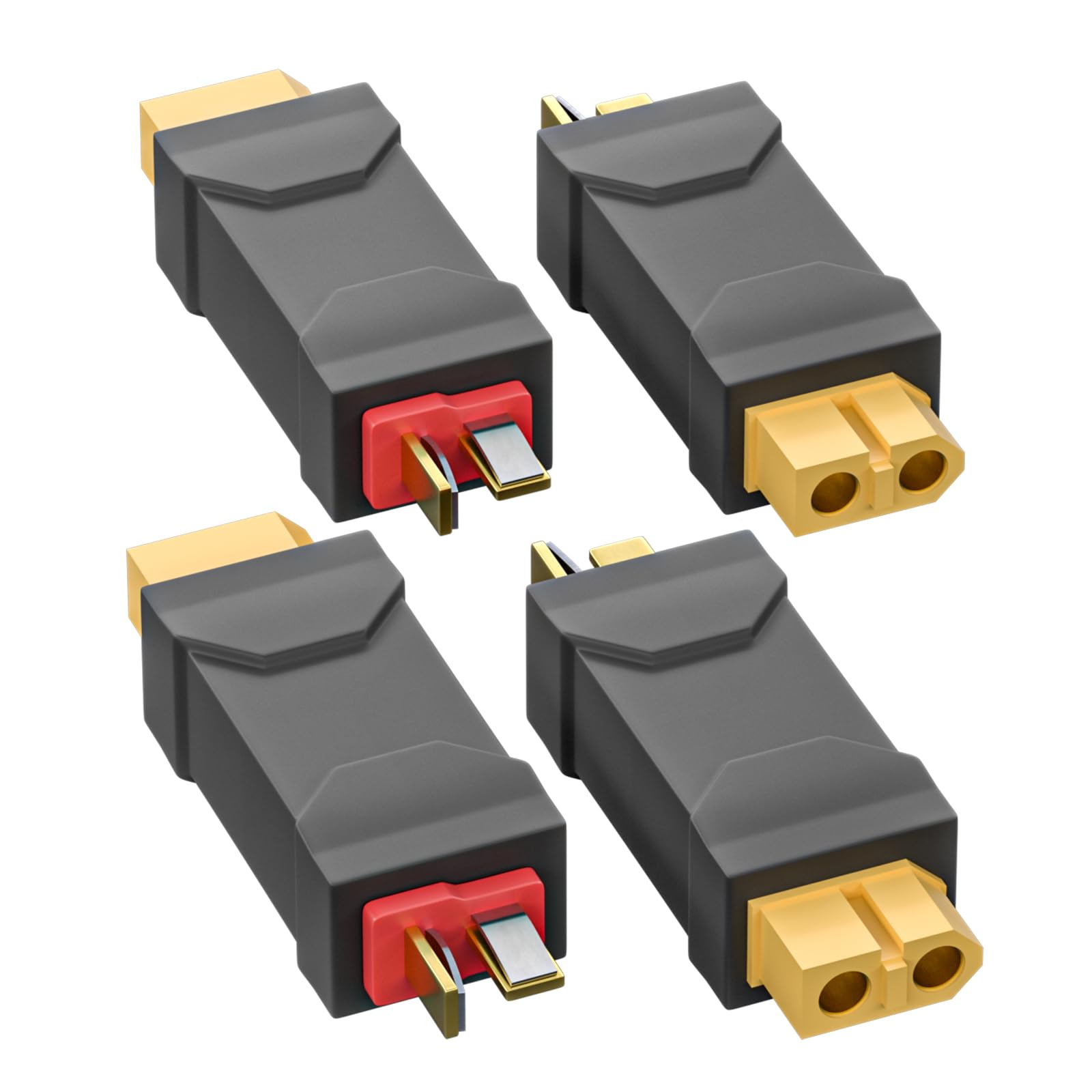Cleqee XT60 Female to T Plug Male Connector Adapter Wireless Converter 4PCS for RC Car Plane Lipo Battery ESC
