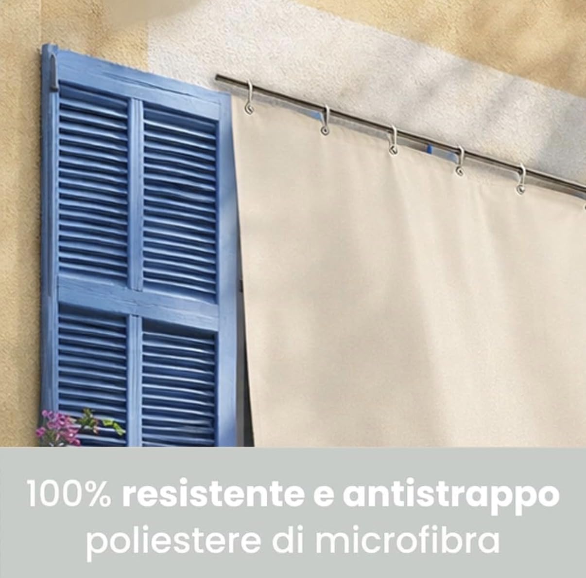 Tenda a Caduta Verticale Esterno Balcone Impermeabile Ombreggiante Anti UV Tinta Unita 290x290 cm Beige