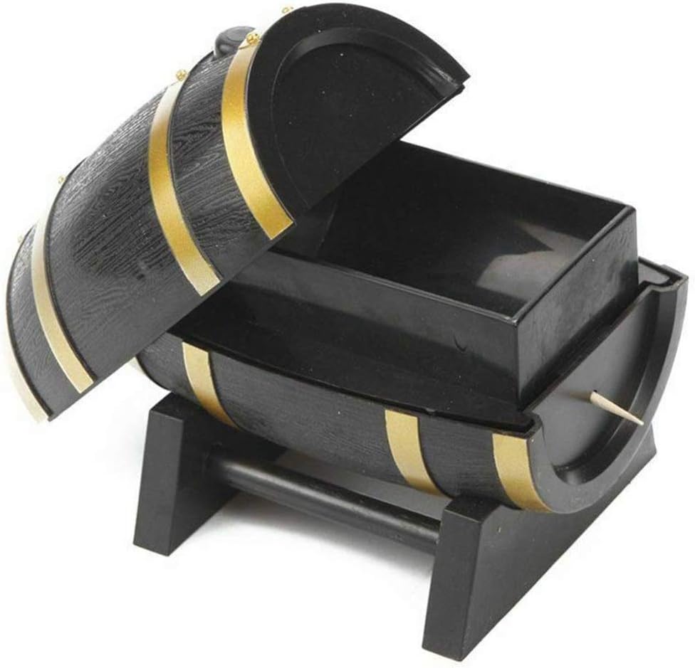 Toothpick Holder, Creative Wine Barrel Shaped Toothpick Box Wood Picker Dispenser Holder (Color : B) (A)