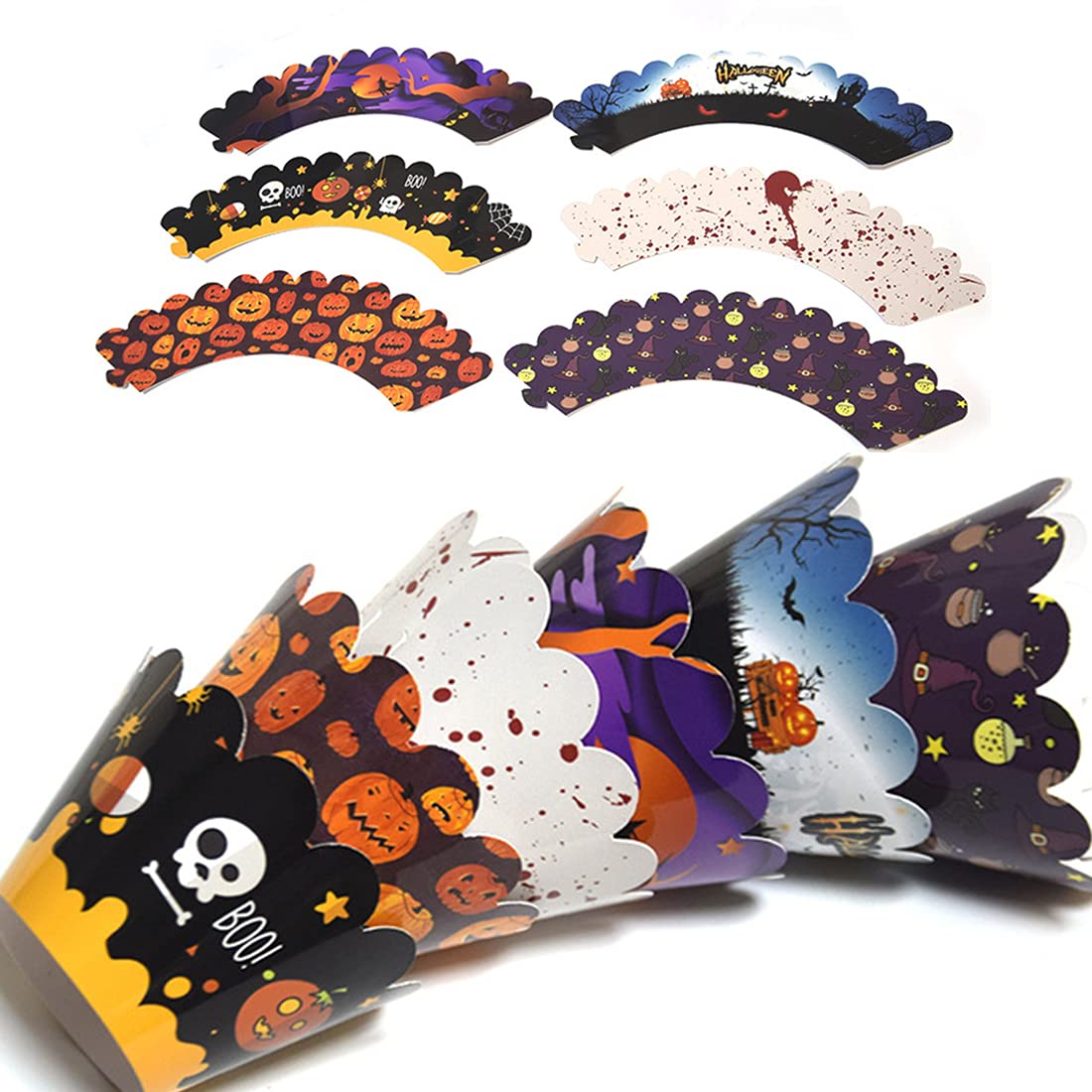 48 Stück Halloween-Cupcake-Deko – Kürbisse, Spinnen, Schädel & Zauberer Für Muffins & Kuchen