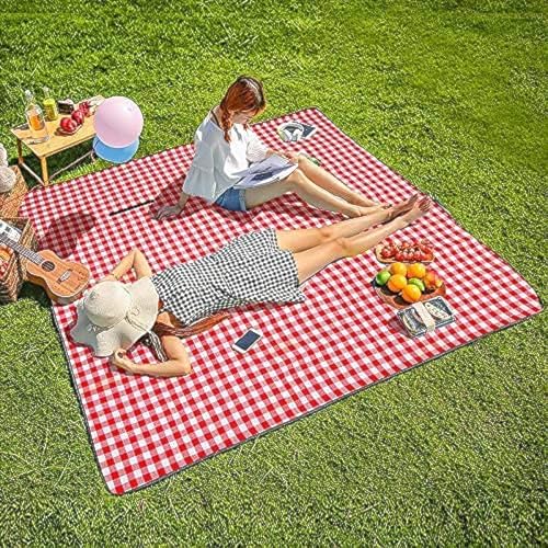 CLINES AHLAN Extra Large Family Picnic 2m*2m Outdoor Beach Blanket Portable Foldable Picnic Blankets Waterproof Sandproof with Tote Picnic Mat for Camping/Travel/Hiking on Grass (1)