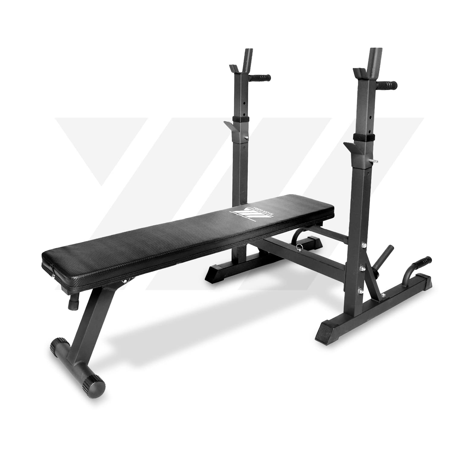 YM Bench Weight, Panca Sollevamento Pesi Professionale Regolabile con Porta Bilanciere, Acciaio Inossidabile, Verniciatura a Sabbia, Morbidi Cuscini in Schiuma in Similpelle, Schienale Inclinabile