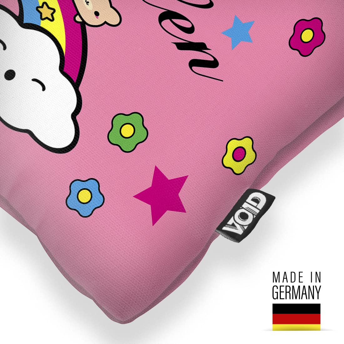 VOIDas frühe Einhorn fängt den Regenbogen Kissenbezug Kissenhülle Outdoor Indoor, Kissen Größe:60 x 60 cm