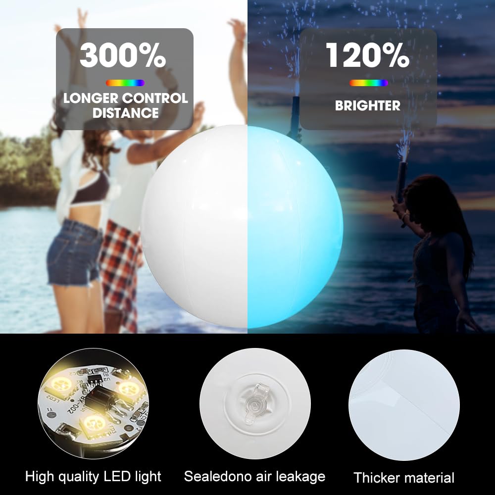 Pallone Da Spiaggia LED Con Telecomando – 16 Colori E 4 Modalità, Gonfiabile E Impermeabile, Per Giochi Notturni