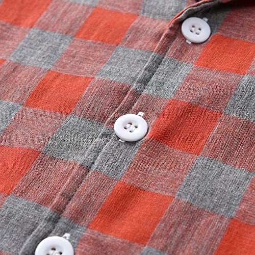 Toddler Plaid 𝐏a𝐣ama Set Short Sleeve Button Down Shirts and Shorts for Girls Boys Summer Outfits Loose Loung𝐞wear2
