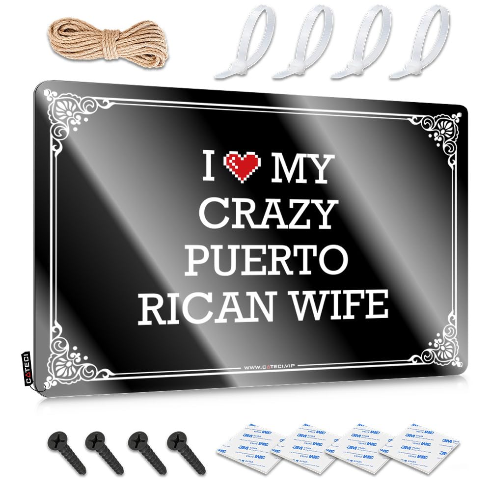Fzfn Colour Pool Decorations Outdoor Wall Art Custom | I Love My Crazy Puerto Rican Wife Country Lake Decoration(30X40cm)