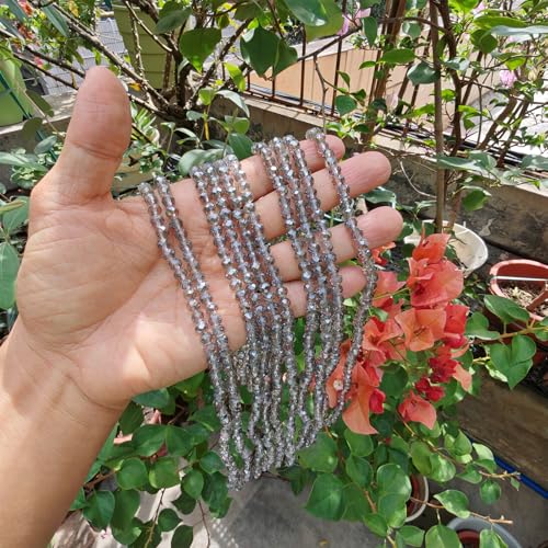 Image of 6mm Rondelle Glass Beads for Jewelry Making, Faceted Briolette Crytal Spacer Beads for Bracelet Necklace Earring, Clear Grey 720pcs