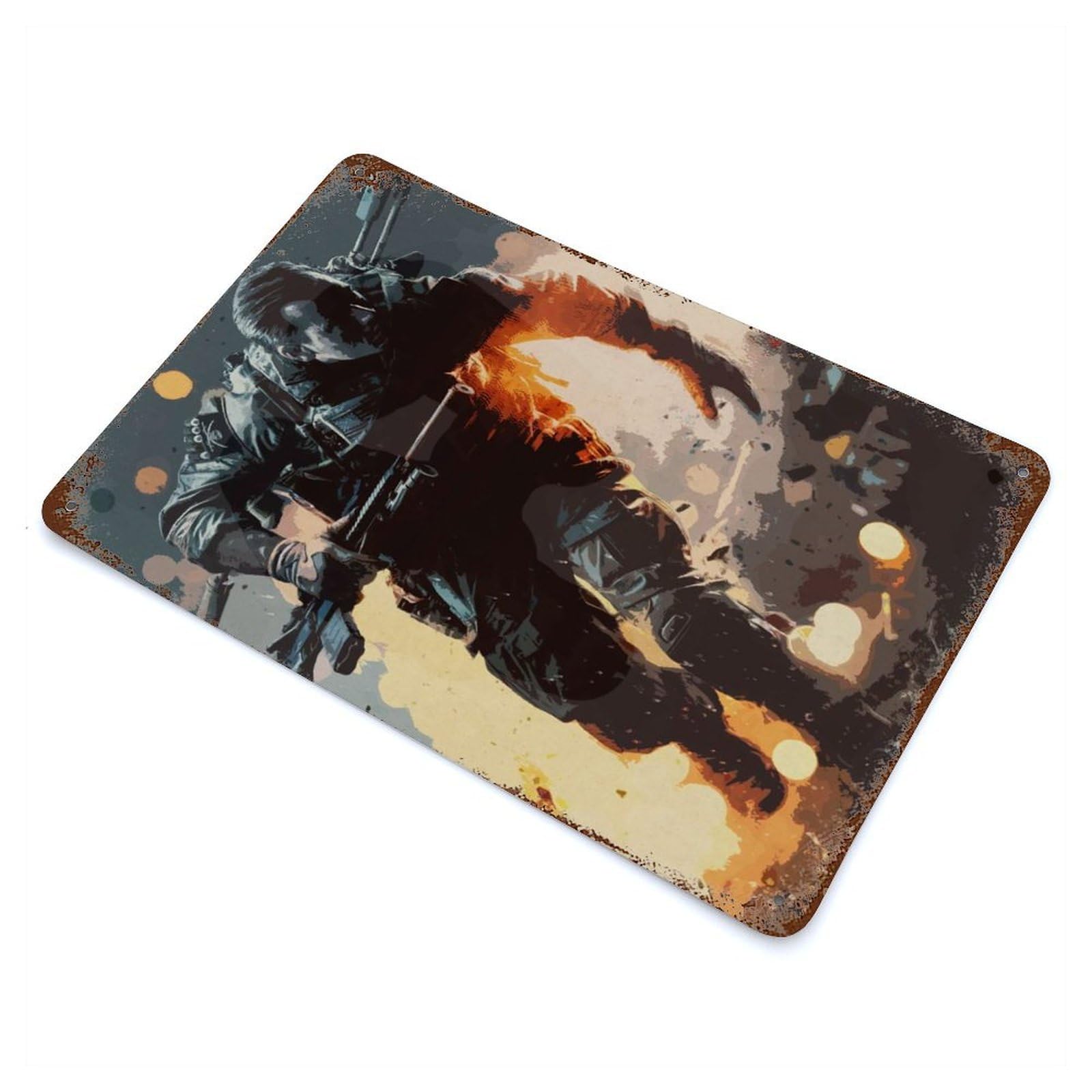 Garage Style Battlefield Weathered Tin Sign 11.8"x7.9", Classic Wall Plaque for Bar And Workshop