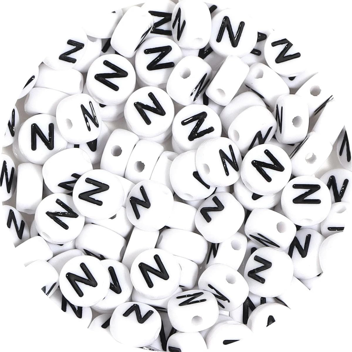 HUIOYG 100pcs/Lot Alphabet Beads Flat Round Letter Acrylic for Jewelry Making