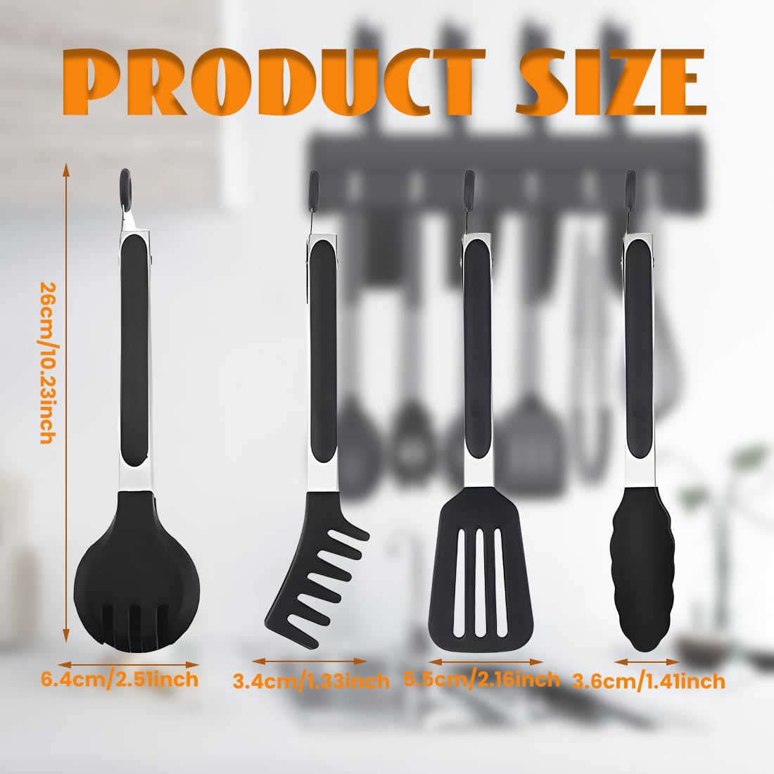 4 Pièces 26 cm Pince Cuisine Inox en Acier Inoxydable, Silicone Alimentaire Sans BPA Avec Pince de Cuisine Anti-Brûlure et Antidérapante, Lavable en Machine