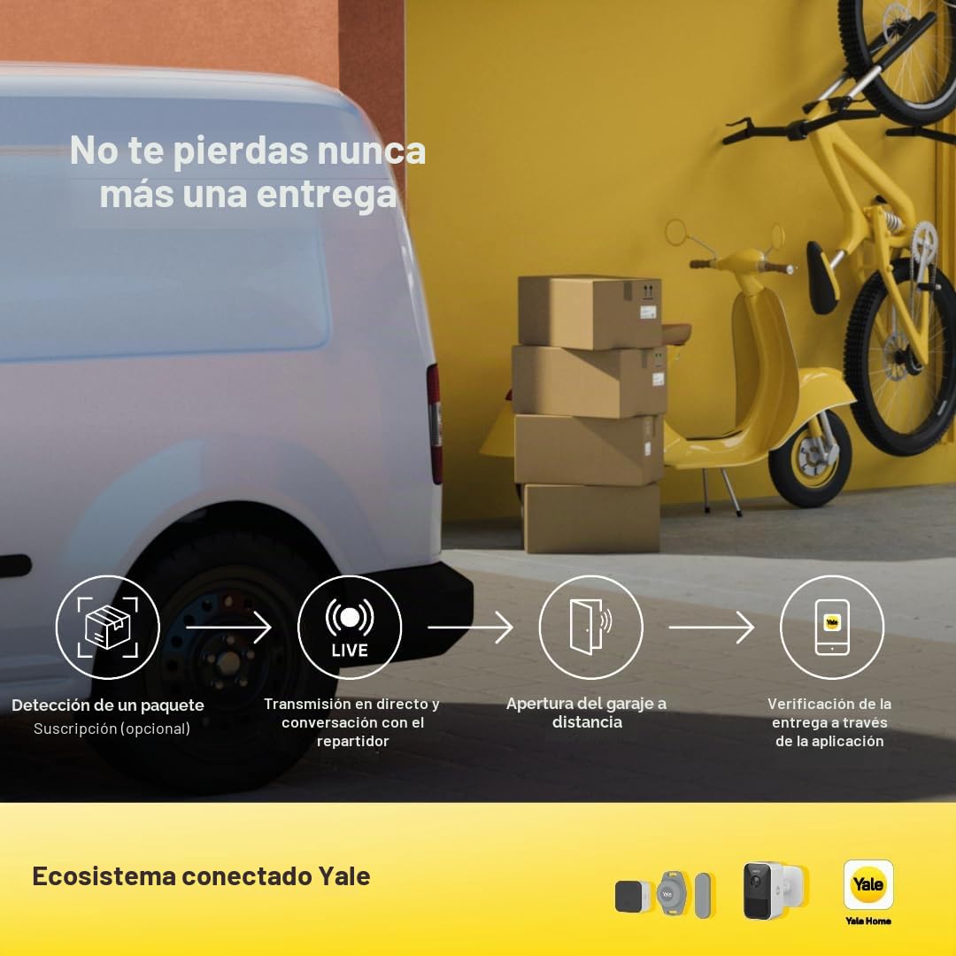 Yale Smart Opener para Puerta Exterior- 05/102310/BW - Abrepuertas habilitado para Wi-Fi - Apertura automática - Control Remoto - Acceso compartido - Fácil instalación