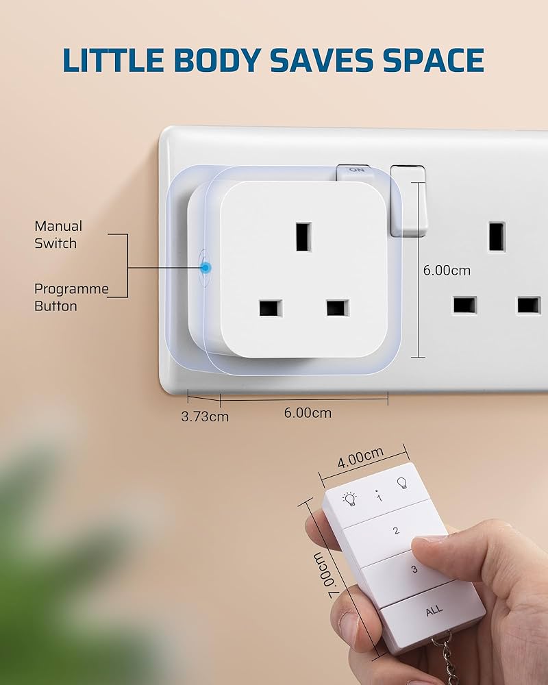 DEWENWILS Remote Control Plug Socket, 13A/3120W Heavy Duty Wireless Light Long 1