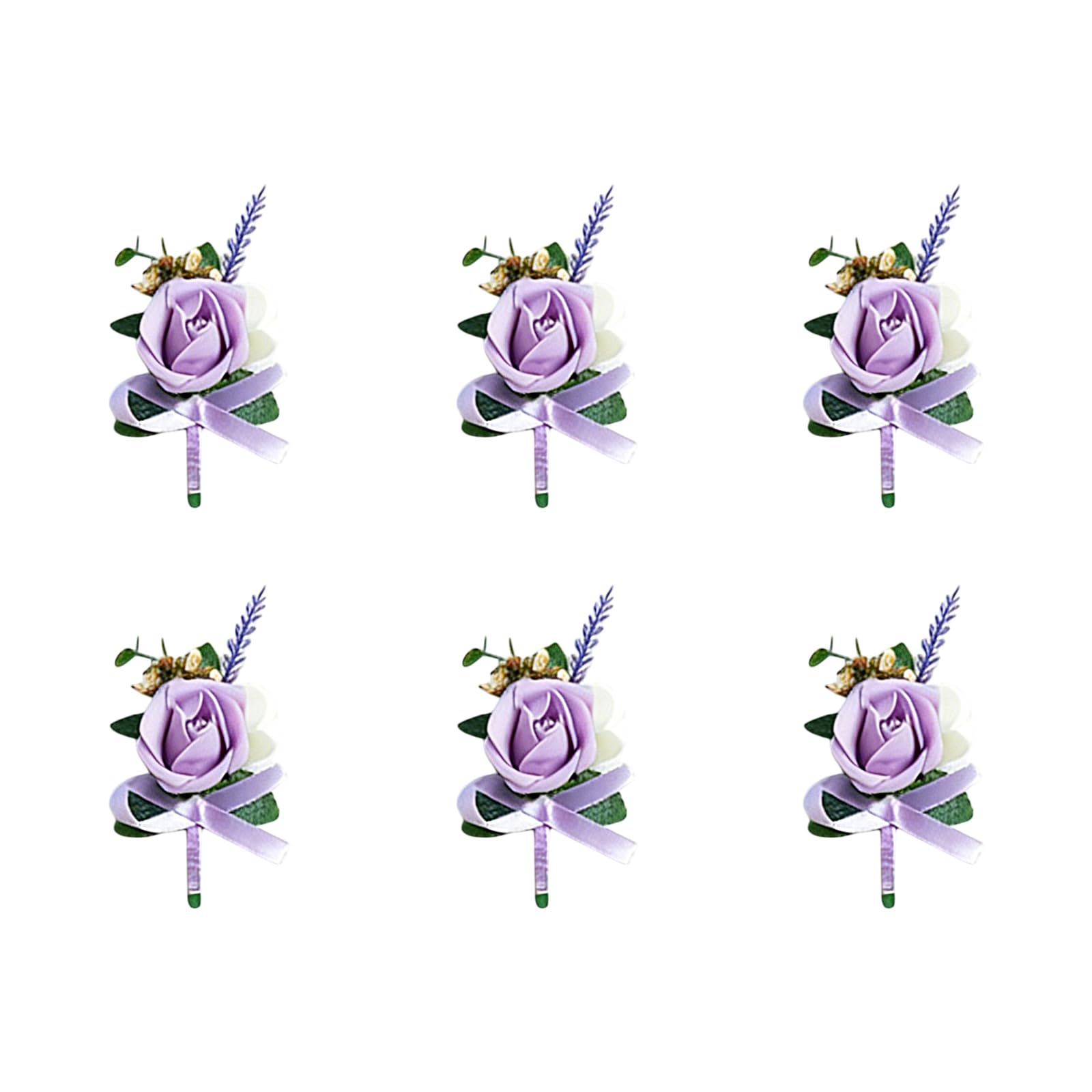 Msioytog E 6Pcs Artificial Flower Boutonnier Corsag With Lapel Pin For Bridesmaids Groomsmen Wedding Ceremony Birthday Proms Artificial Flower Nosegay
