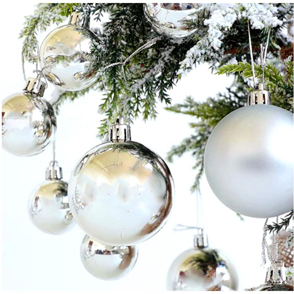 Lot de 100 Boules de Noël en Plastique incassable avec Emballage Cadeau réutilisable, 4 Styles de Boules de Noël pour Arbre de Noël