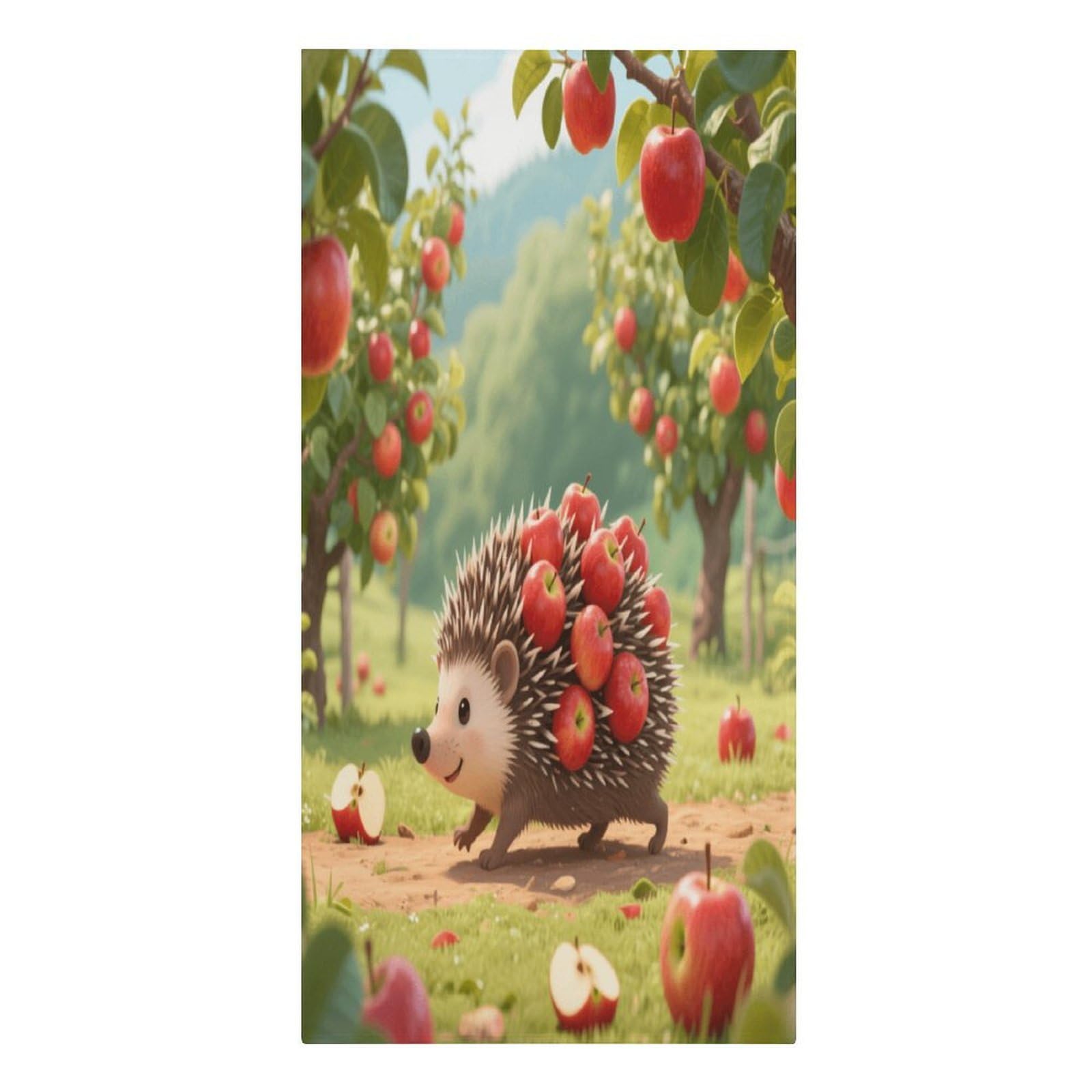 Fekiloot Men's Style Hedgehog Collecting Apples Large Beach Towel, Travel Towel For Adults Wo, Pool Towels For Beach, Camping, Swim Pool, Gym, Sports& Yoga 61.4"X30.3"
