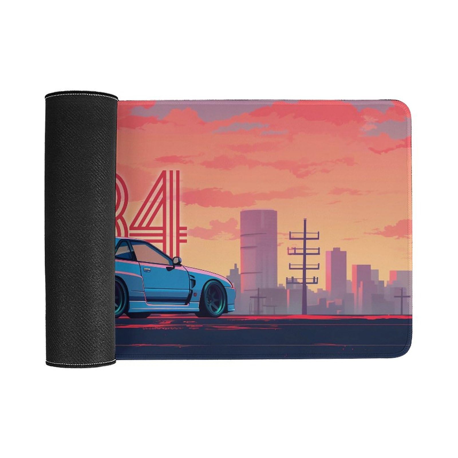 QEOPGNE Car Large Mouse Pad Gaming Mousepad R34 Pink Minimalist Aesthetic JDM Car Desk Mat For Keyboard And Mouse Mat Non-Slip Rubber Desk Pad 30x60cm