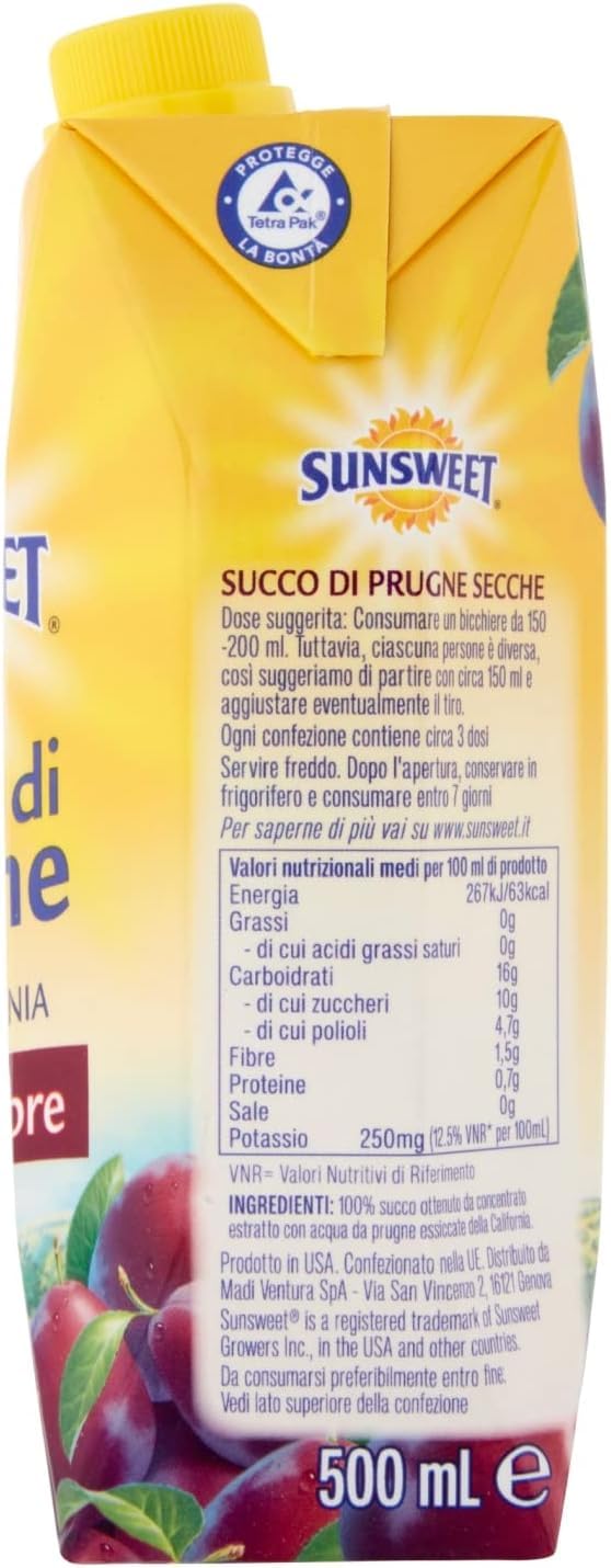 12x Sunsweet California Prune Juice, 500 ml + Italian gourmet polpa 400g