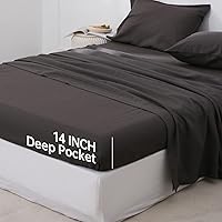 Vista 70 de Simple&Opulence Linen Fitted Sheet (1 Piece) - 14 Inch Deep Pocket Mattress Cover Natural Flax Cotton Blended Soft Breathable Bedding - Linen, Full