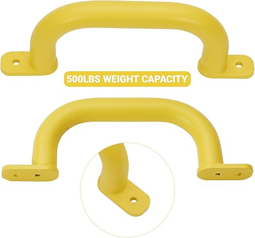 Miniatura 3 de Juego de 2 manijas de metal amarillas de 10 pulgadas para patio de recreo, asas de agarre para juegos al aire libre, barra de agarre para niños para