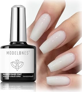 modelones Milky White Rubber Gel Base Coat, 6 in One Builder for Strengthen Apex Building Extension Long Lasting Protect Color Based Gel Polish Manicure for Fragile Nails Art Home Salon