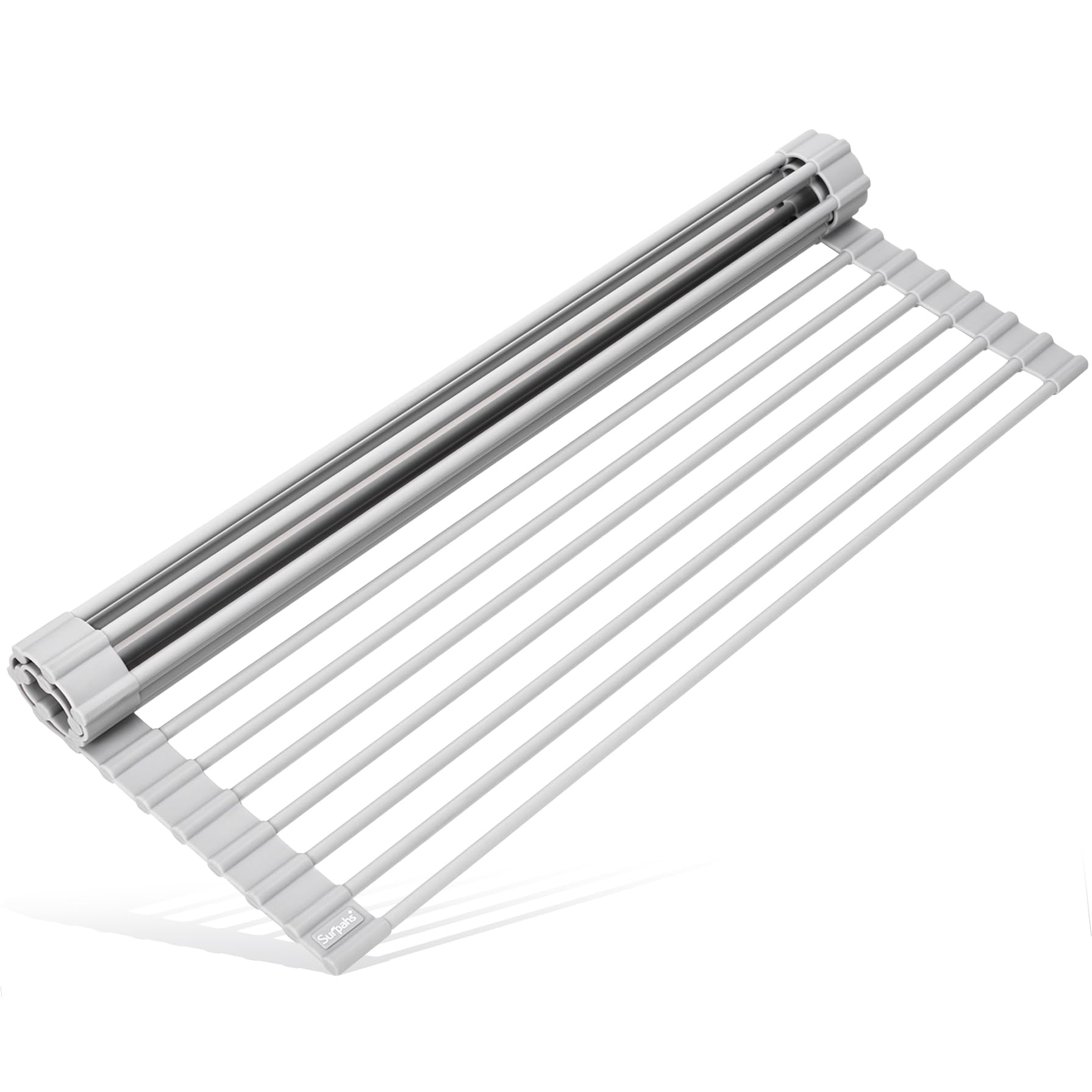 Surpahs Over The Sink Multipurpose Roll-Up Dish Drying Rack (Warm Gray, 17.5" x 13.1" - Small)