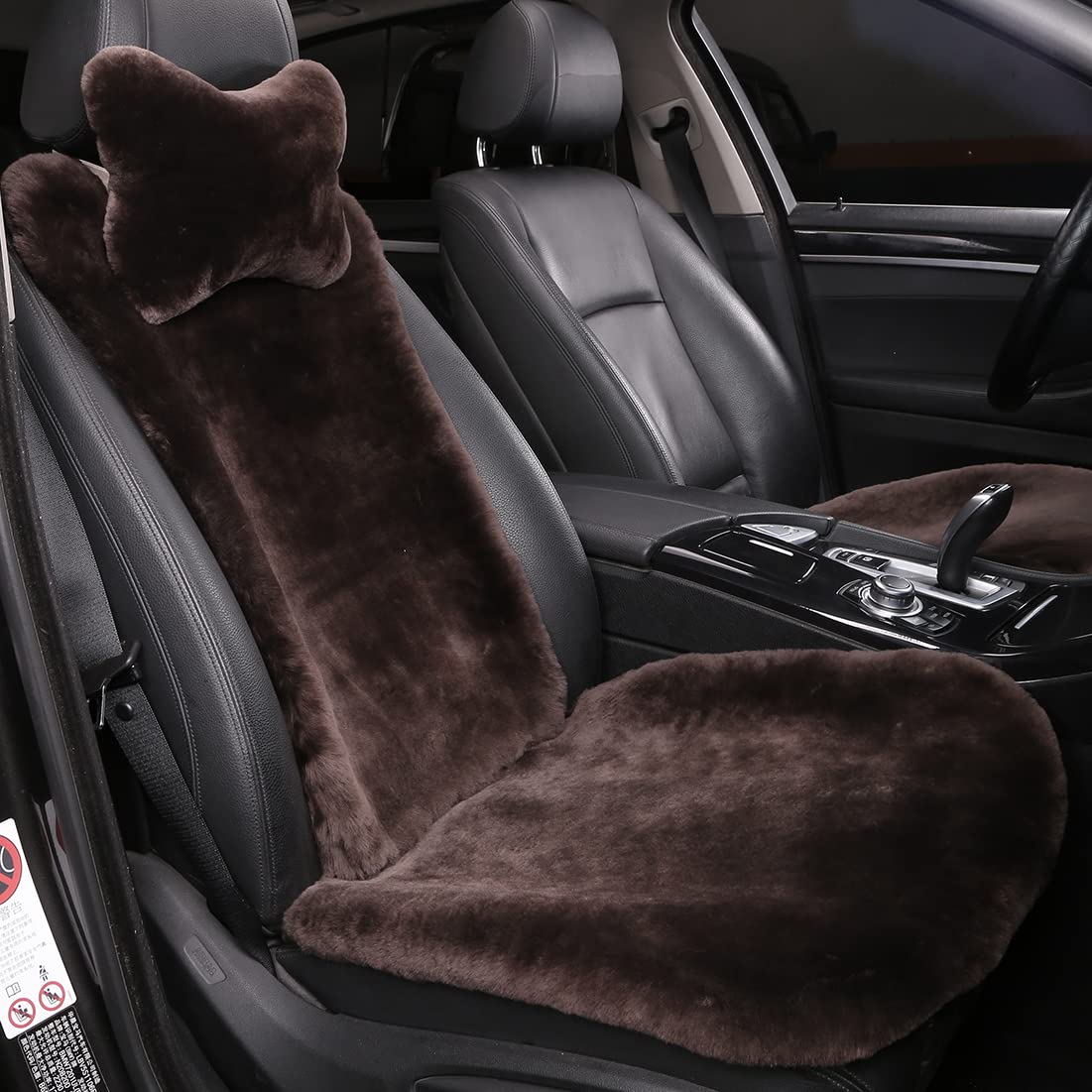 OGLAND Fuzzy Sheepskin Car Seat Cover for Soft Fur Genuine Wool Cushion