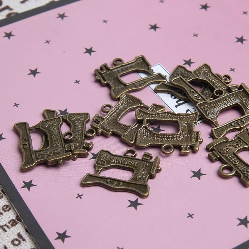 Wixine 20Pcs Singer Sewing Machine Charms Antique Silver Tone 22 x 18 mm Making DIY Handmade Accessories Craft - Image 6