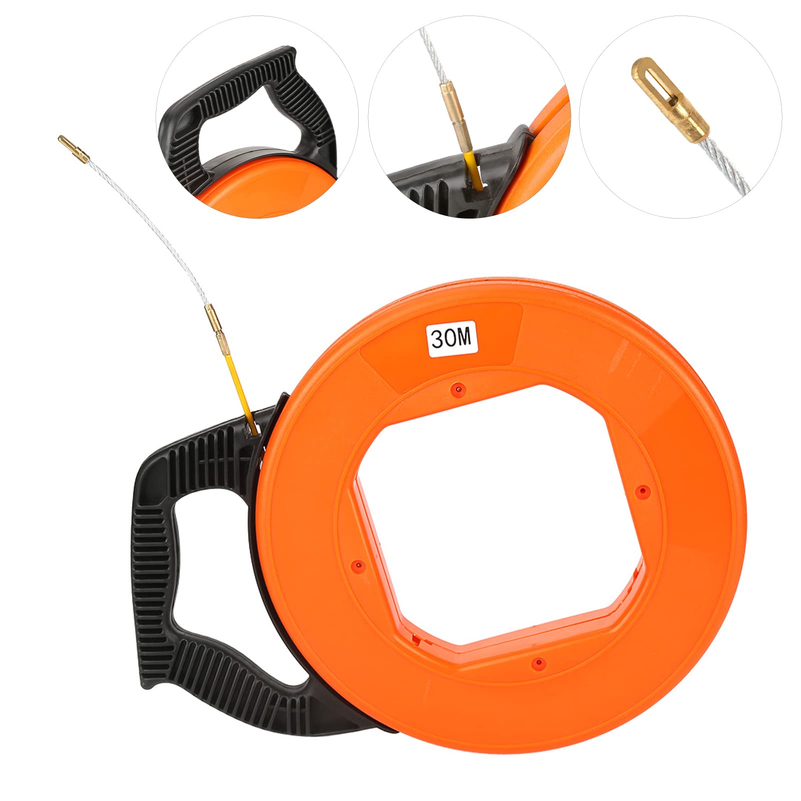 Tirador de cables, Cinta pasacables de fibra de vidrio, juego de cables de funcionamiento con tirador de Cable de 30m, Kit de varillas de empuje eléctricas