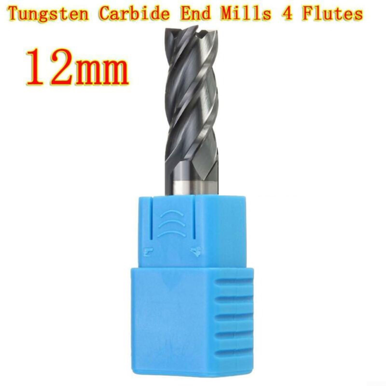 Fresa de vástago de carburo de 12 mm, 4 filos, HRC50, 75 mm, longitud total, revestimiento de nitruro, para fresado CNC de aleación de acero