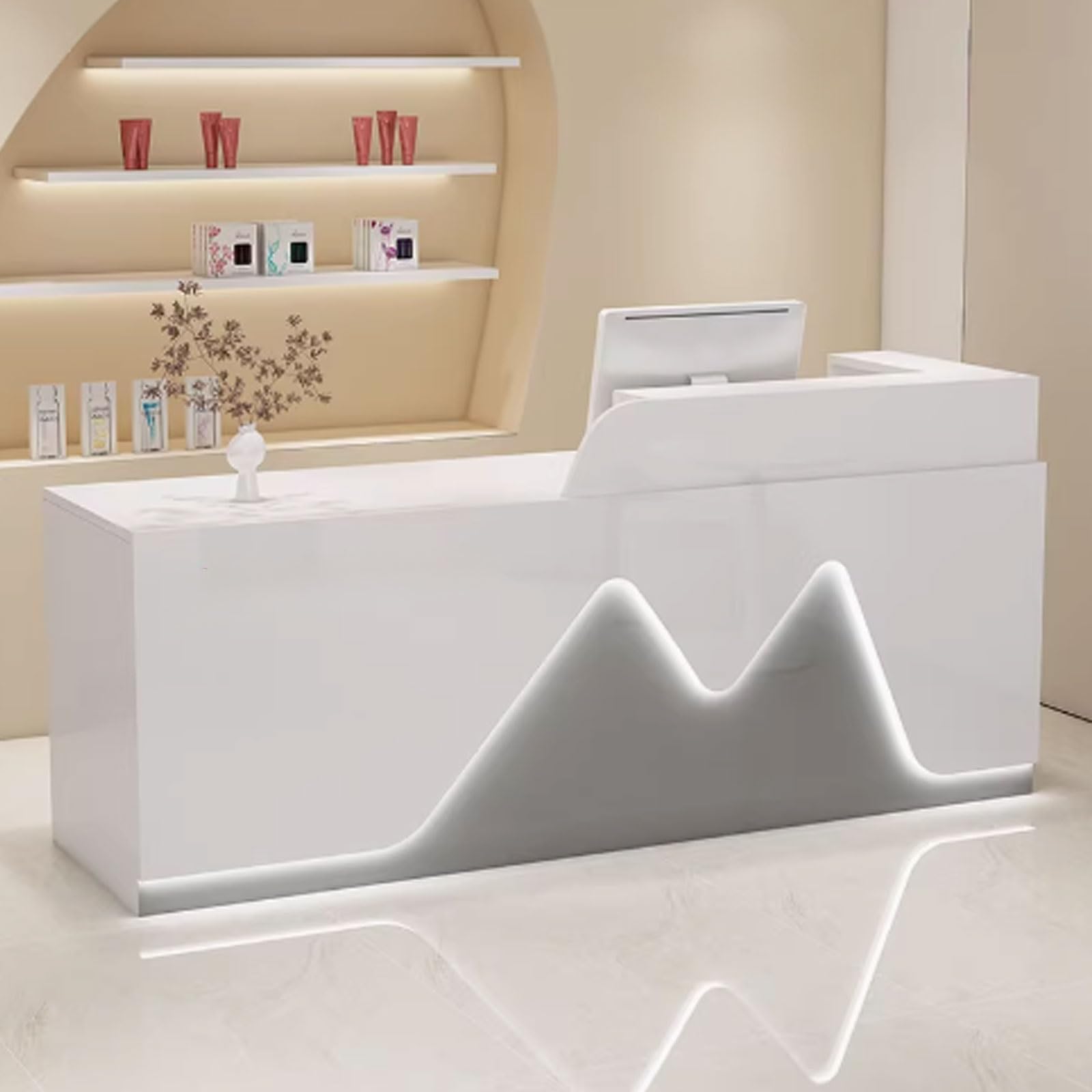 Nowoczesny salon recepcja stylowy blat biurowy z szufladami do przechowywania łatwy montaż zaprojektowane drewno idealne do sklepów i miejsc pracy biały i szary 120 cm