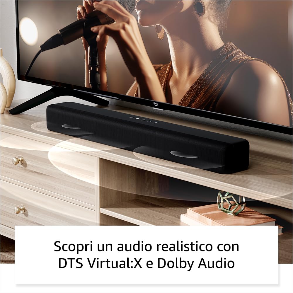 Ti presentiamo Fire TV Soundbar di Amazon, altoparlante 2.0 con DTS Virtual:X, Dolby Audio e Bluetooth