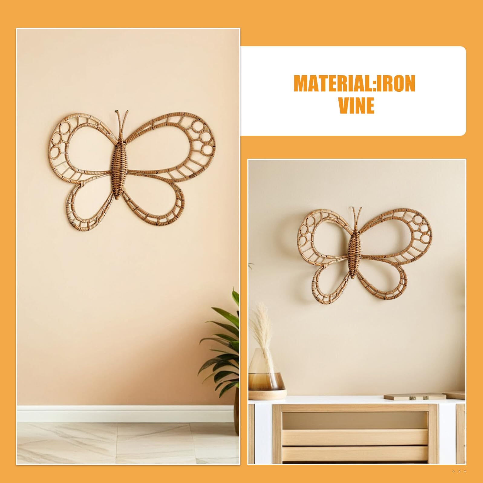 OUNONA Decoración de Pared de Ratán Arte de Mimbre para Dormitorio Jardín Forma de Insecto Decorativo